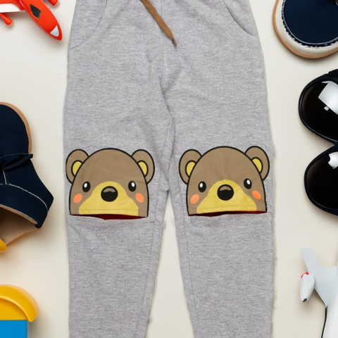 Toddler Boys 3D Knee Bear Pants